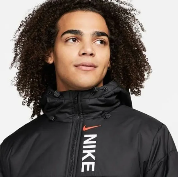 Nike Therma Fit Synthetic Fill Puffer Jacket Coat Hooded Black Mens-XLarge